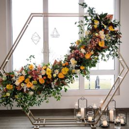 Gold Metal Hexagon Arbor Megan Dailor Photography